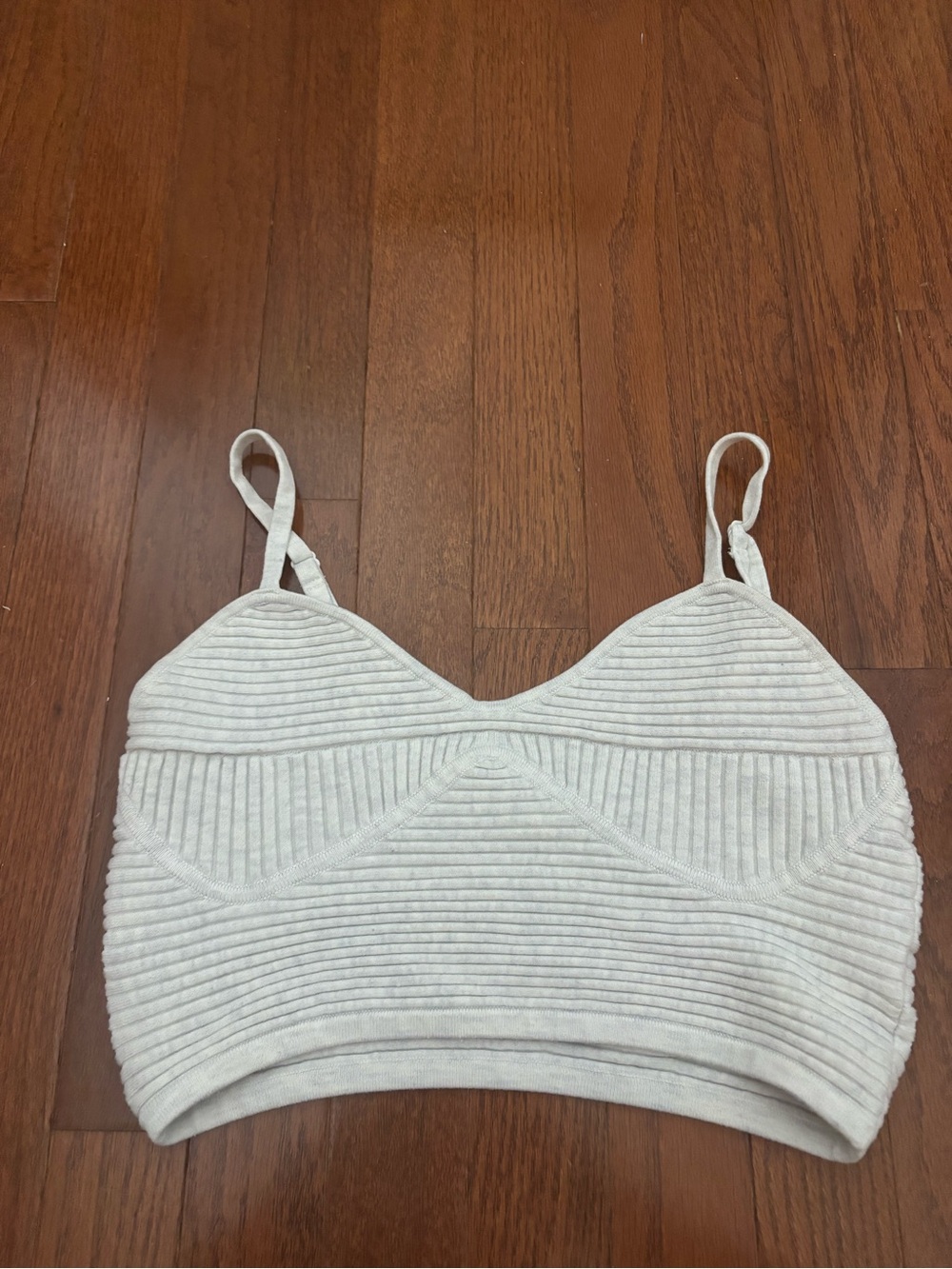 aerie ribbed cropped cami top in light heather gray